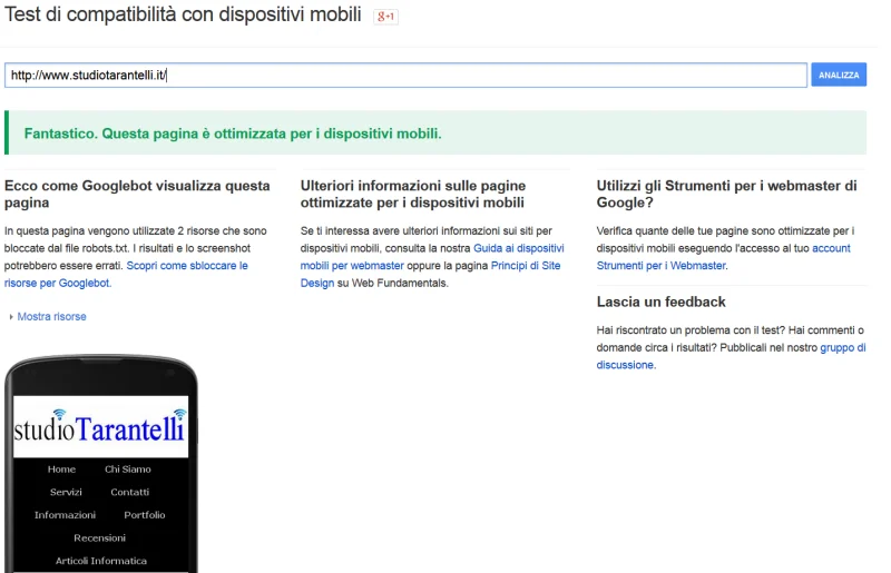 studio tarantelli rispetta la visibilità per i dispositivi mobili